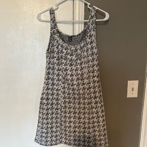 SHEIN Black & White Tweed-Effect Sleeveless Mini Dress